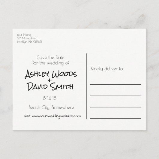 ハート描を砂で日付はがきを保存する 案内ポストカード (裏面)