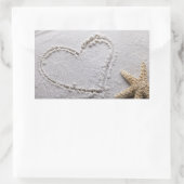 ハート描インサンドビーチwヒトデテンプレート 長方形シール (バッグ)