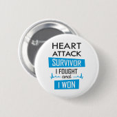 ハート攻撃の生存者、私は戦い、私はスクエアSを勝った 缶バッジ (正面&裏面)