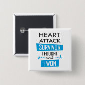 ハート攻撃の生存者、私は戦い、私はスクエアSを勝った 缶バッジ (正面&裏面)