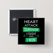ハート攻撃の生存者、私は戦って私は勝った 缶バッジ (正面&裏面)