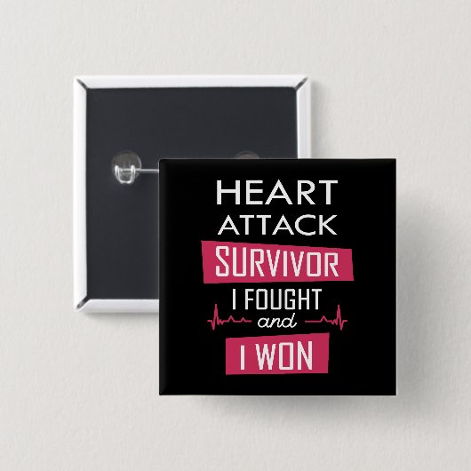 ハート攻撃の生存者、私は戦って私は勝った 缶バッジ (正面&裏面)
