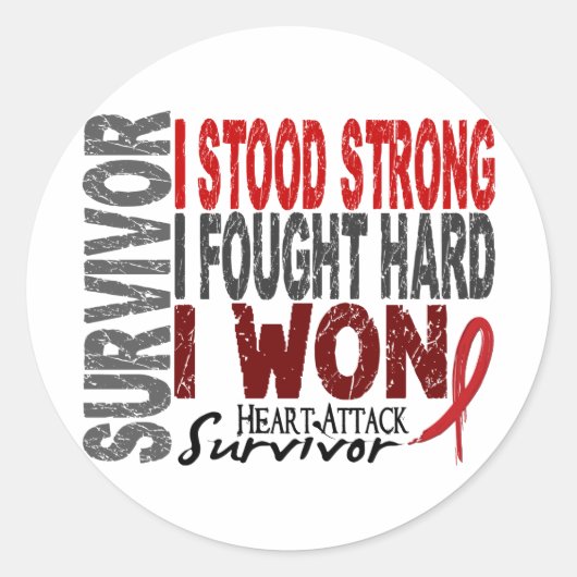 ハート攻撃生存者四ハート病 ラウンドシール (正面)