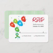 ハート数珠バルーンカスタマイズ可能パーティーRSVP 出欠カード (正面/裏面)