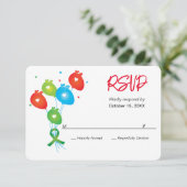 ハート数珠バルーンカスタマイズ可能パーティーRSVP 出欠カード (スタンド正面)