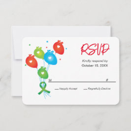 ハート数珠バルーンカスタマイズ可能パーティーRSVP 出欠カード