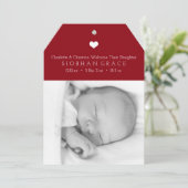 ハート新生児レッドパーソナライズされた写真テンプレート 案内状 (スタンド正面)