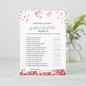 ハート新郎新婦トリビアブライダルシャワーゲームカード 案内状 (スタンド正面)