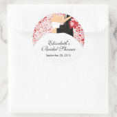 ハート新郎新婦ブライダルシャワーステッカーレッドピン ラウンドシール (バッグ)