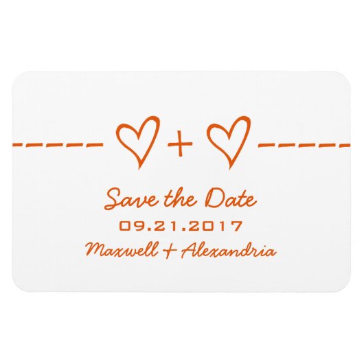 ハート方程式日付マグネットを保存(オレンジ) マグネット (横)
