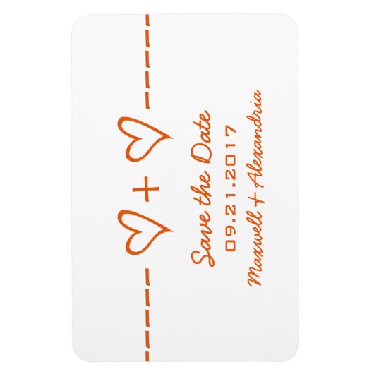 ハート方程式日付マグネットを保存(オレンジ) マグネット (縦)