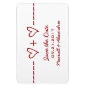 ハート方程式日付マグネット、赤を保存 マグネット (縦)
