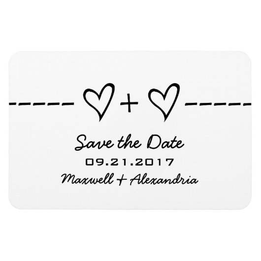 ハート方程式日付マグネット、黒檀を保存 マグネット (横)