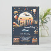 ハート旅行サプライズグローブ別れ30歳の誕生日 招待状 (スタンド正面)