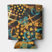 ハート星ジオメトリ：おもしろいヴィンテージパターン 缶クーラー (裏面)