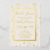ハート星団ベージュブライダルシャワー 箔招待状 (正面)