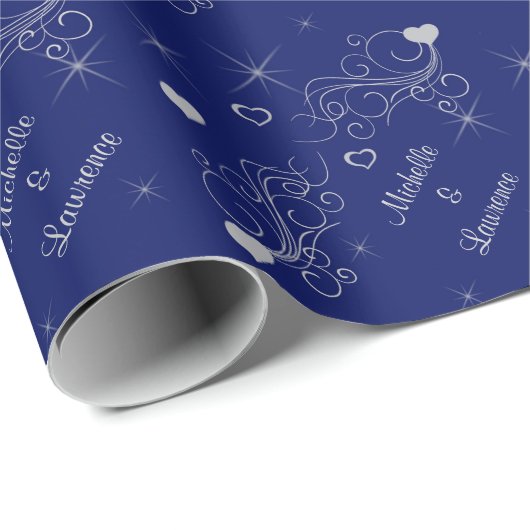 ハート星渦巻パーソナライズされた結婚き ラッピングペーパー (ロールコーナー)