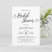 ハート書スクリプトのミニマルブライダルシャワー 招待状 (スタンド正面)