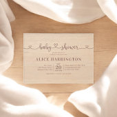 ハート書ミニマリスト茶色の赤ちゃんシャワー アクリル招待状