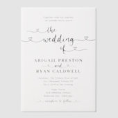 ハート書モダンミニマル結婚リスト ベラム紙招待状 (正面)