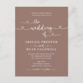 ハート書道バジェット結婚ブラウン ポストカード (正面)