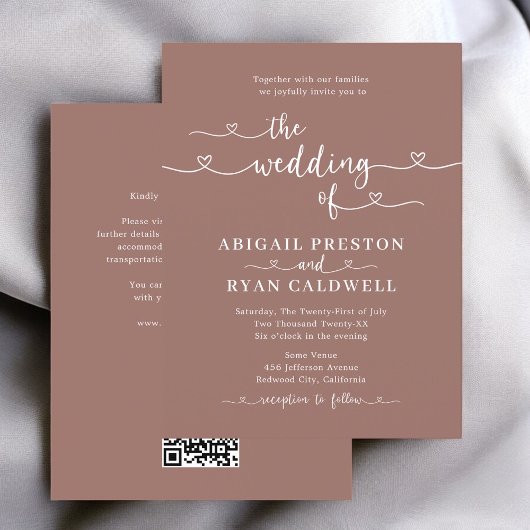 ハート書道バジェット結婚ブラウン ポストカード