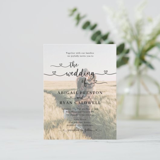 ハート書道予算の写真結婚の ポストカード (スタンド正面)