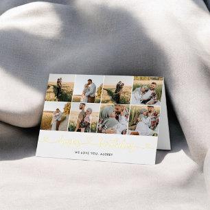 ハート書道13写真ハッピーバースデー 箔グリーティングカード