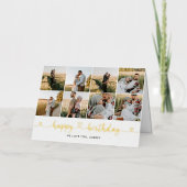 ハート書道13写真ハッピーバースデー 箔グリーティングカード (正面)