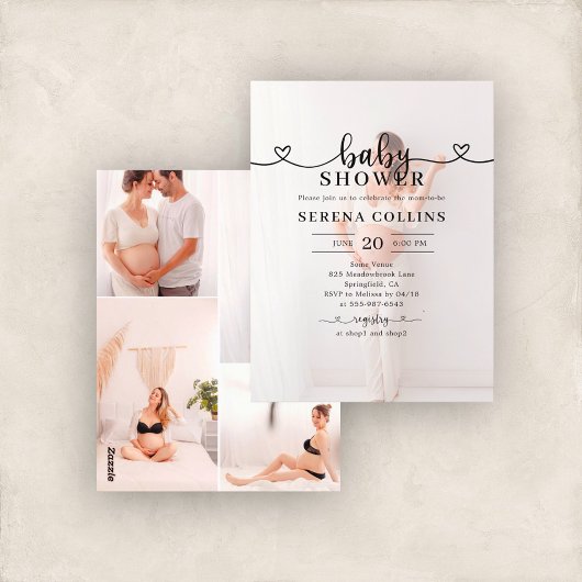 ハート書道4写真ベビーシャワー ポストカード