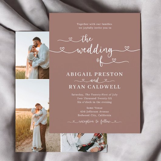 ハート書道4 Photo Brown Budget 結婚's ポストカード