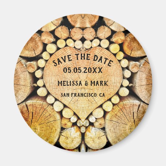 ハート木材リングや輪木材は日付磁石を保存 マグネット (正面)