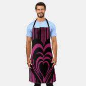 ハート木目 エプロン (着用した状態)