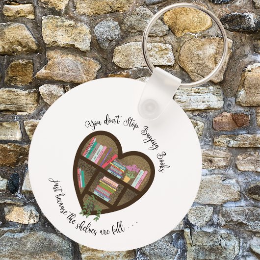 ハート本棚「ストップ買の本は。.......」 キーホルダー