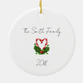 ハート来ホームクリスマスファミリー名装飾品 セラミックオーナメント (裏面)