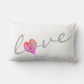 ハート枕文字ラブピンクと白 ランバークッション (裏面)