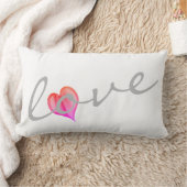 ハート枕文字ラブピンクと白 ランバークッション (ブランケット)
