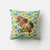 ハート枠とかわいい恐竜の写真の枕 クッション (正面)