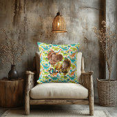 ハート枠とかわいい恐竜の写真の枕 クッション