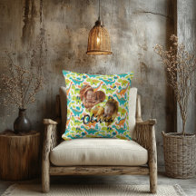 ハート枠とかわいい恐竜の写真の枕