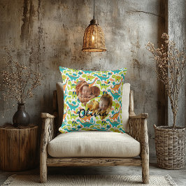 ハート枠とかわいい恐竜の写真の枕 クッション