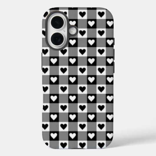 ハート柄のギンガムチェックのスマホケース Case-Mate iPhoneケース (裏面)