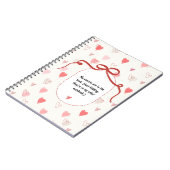 ハート柄のリボンラベル ノートブック (左側)