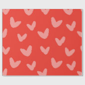 ハート柄の愛らしいレッド アーティザン ファン ラッピングペーパー (フラット)