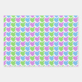 ハート柄の明るいバレンタインデー ラッピングペーパーシート (正面2)