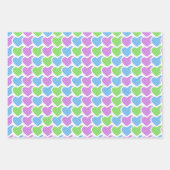 ハート柄の明るいバレンタインデー ラッピングペーパーシート (正面)