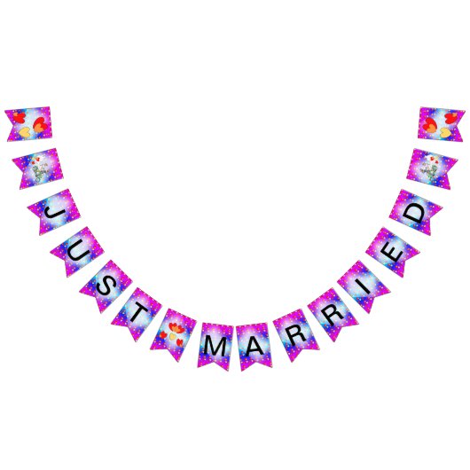 ハート柄の漫画 結婚おめでとう バunting バナー (全)