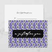 ハート柄の美しい紫のギフト券カード 招待状 (正面/裏面)