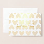 ハート柄の背景の感謝カード 箔カード (封筒付き正面)