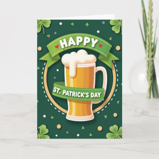 ハート柄ビールのSt Patricksカード カード (正面)